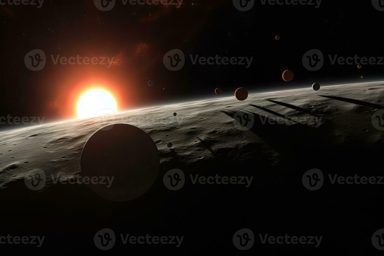 3D Render Celestial Planetary Futuristic Picturesque Space Scene Background generative AI photo