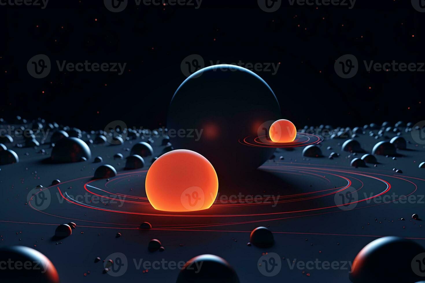 3D Render Celestial Planetary Futuristic Picturesque Space Scene Background generative AI photo