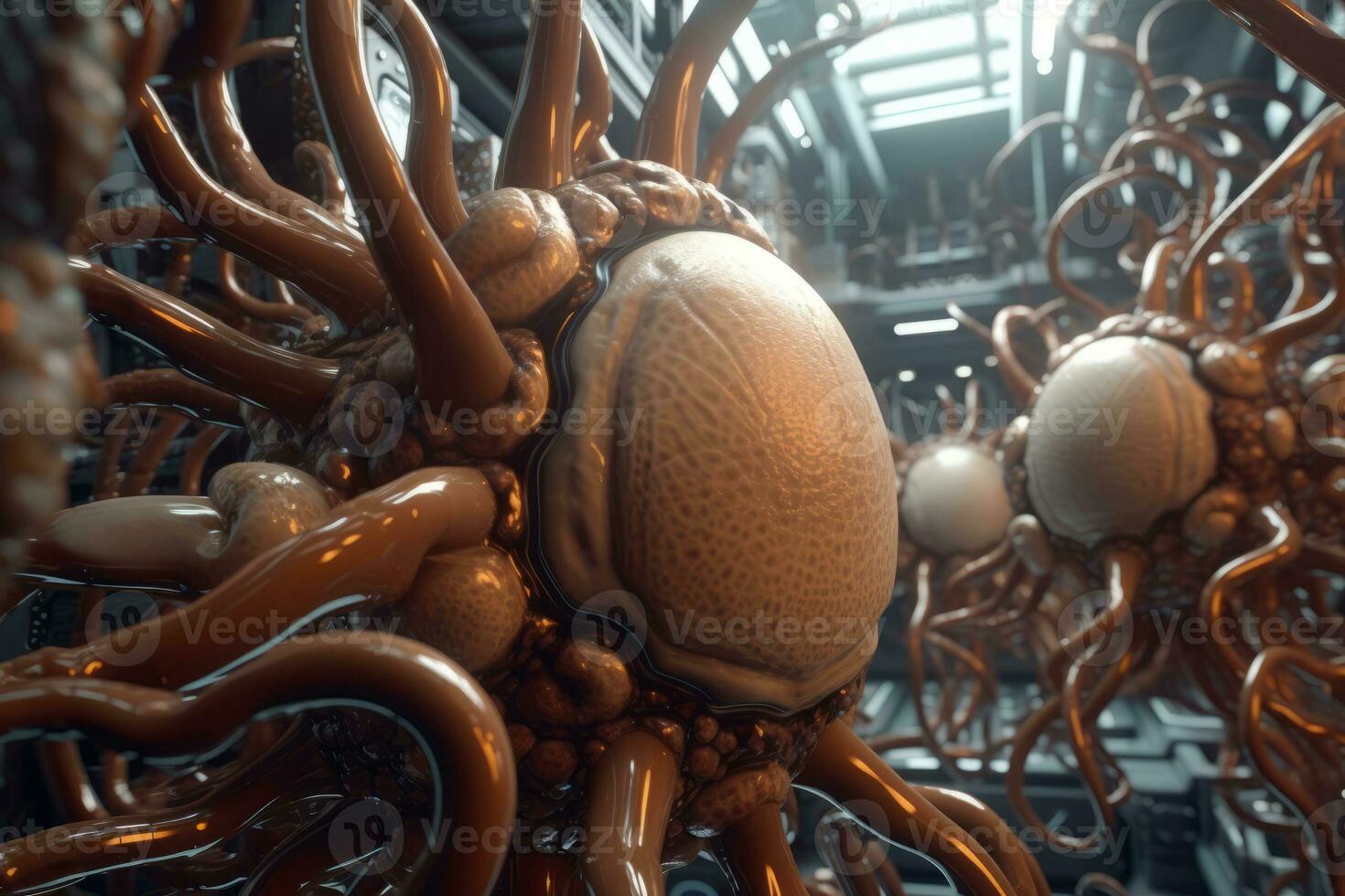 3D Bio Synthetic Hybrid Material Background generative AI photo