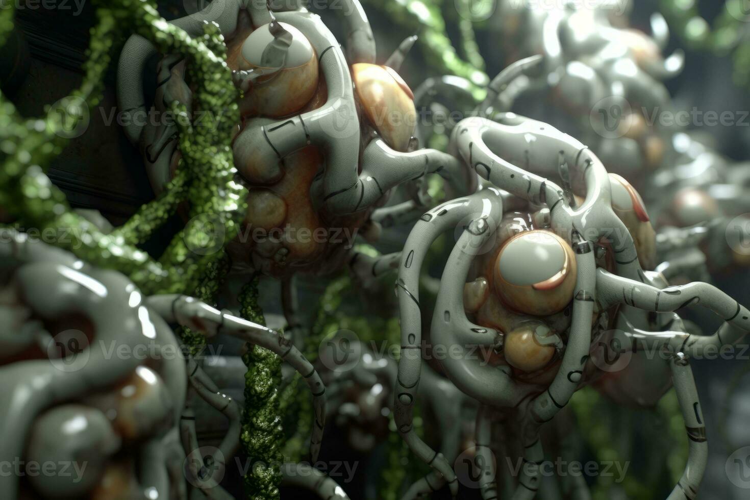 3D Bio Synthetic Hybrid Material Background generative AI photo