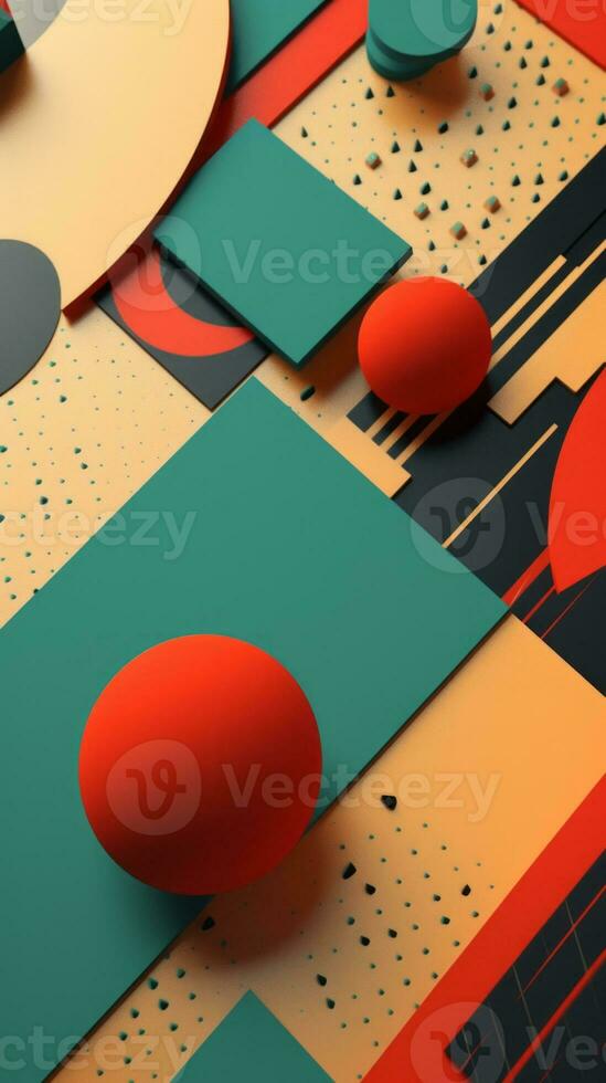 3D Render Classic Retro Remixed Themed Abstract Colorful Background generative AI photo