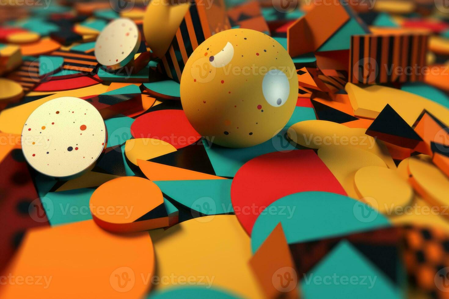 3D Render Classic Retro Remixed Themed Abstract Colorful Background generative AI photo