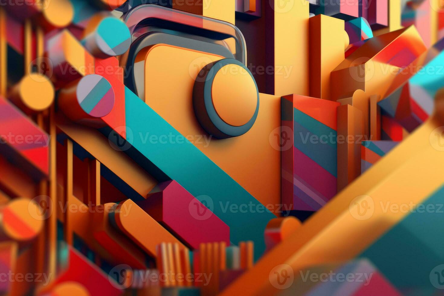 3D Render Colorful Retro Vintage Abstract Remix Design Background generative AI photo