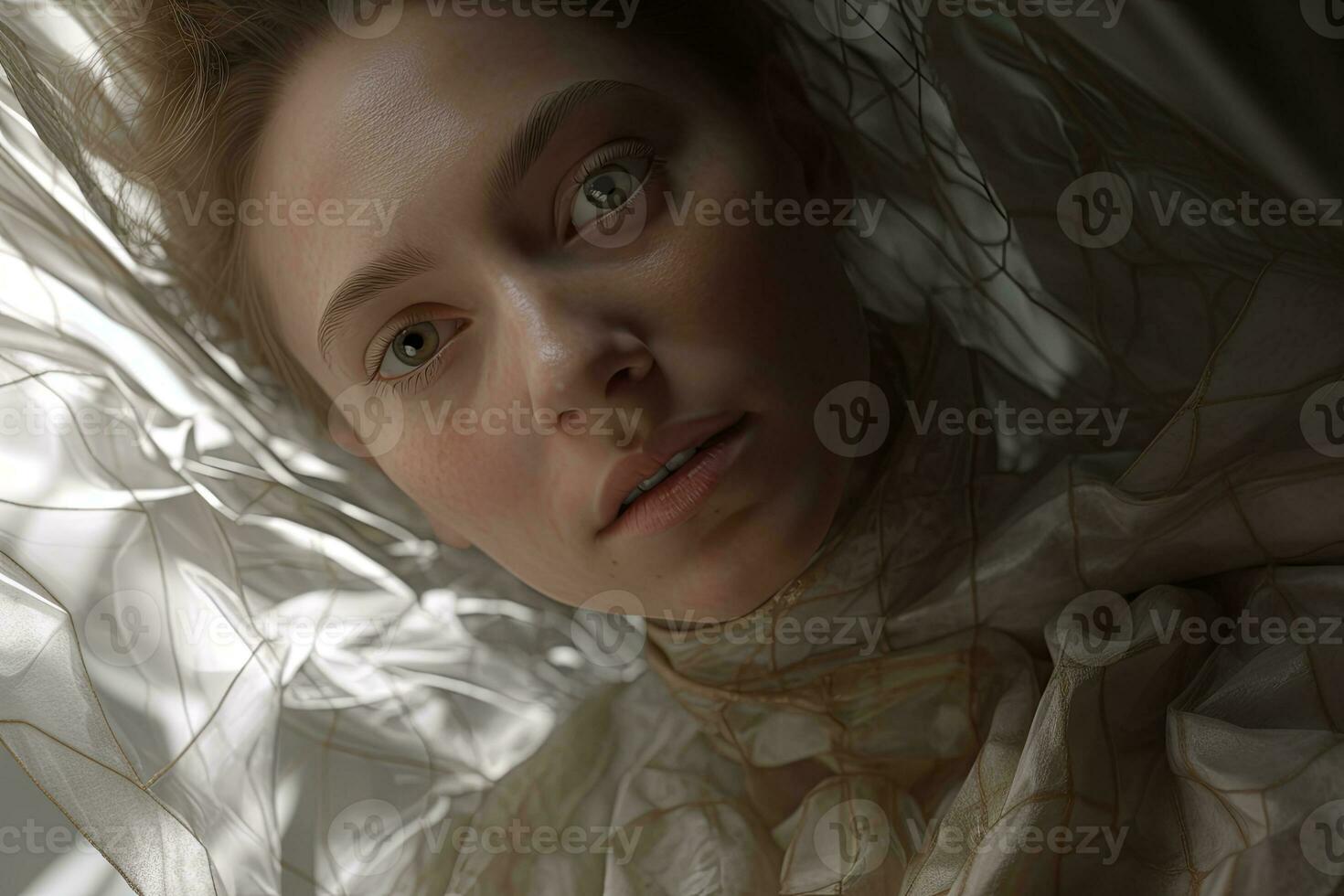 3D Render Hyper Realistic Futuristic Fragmented Female Portrait generative AI photo