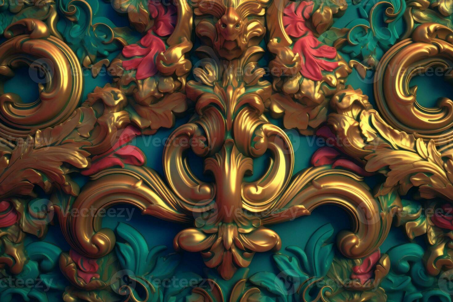 3D Render Intricate Baroque Unique Texture Background generative AI photo