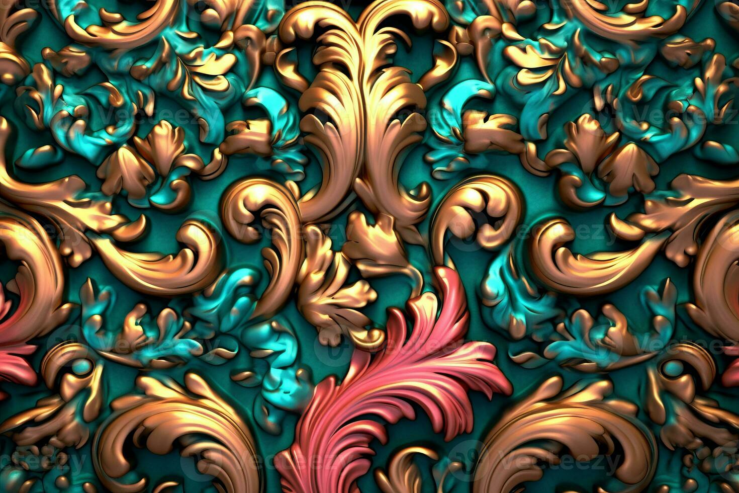 3D Render Intricate Baroque Unique Texture Background generative AI photo