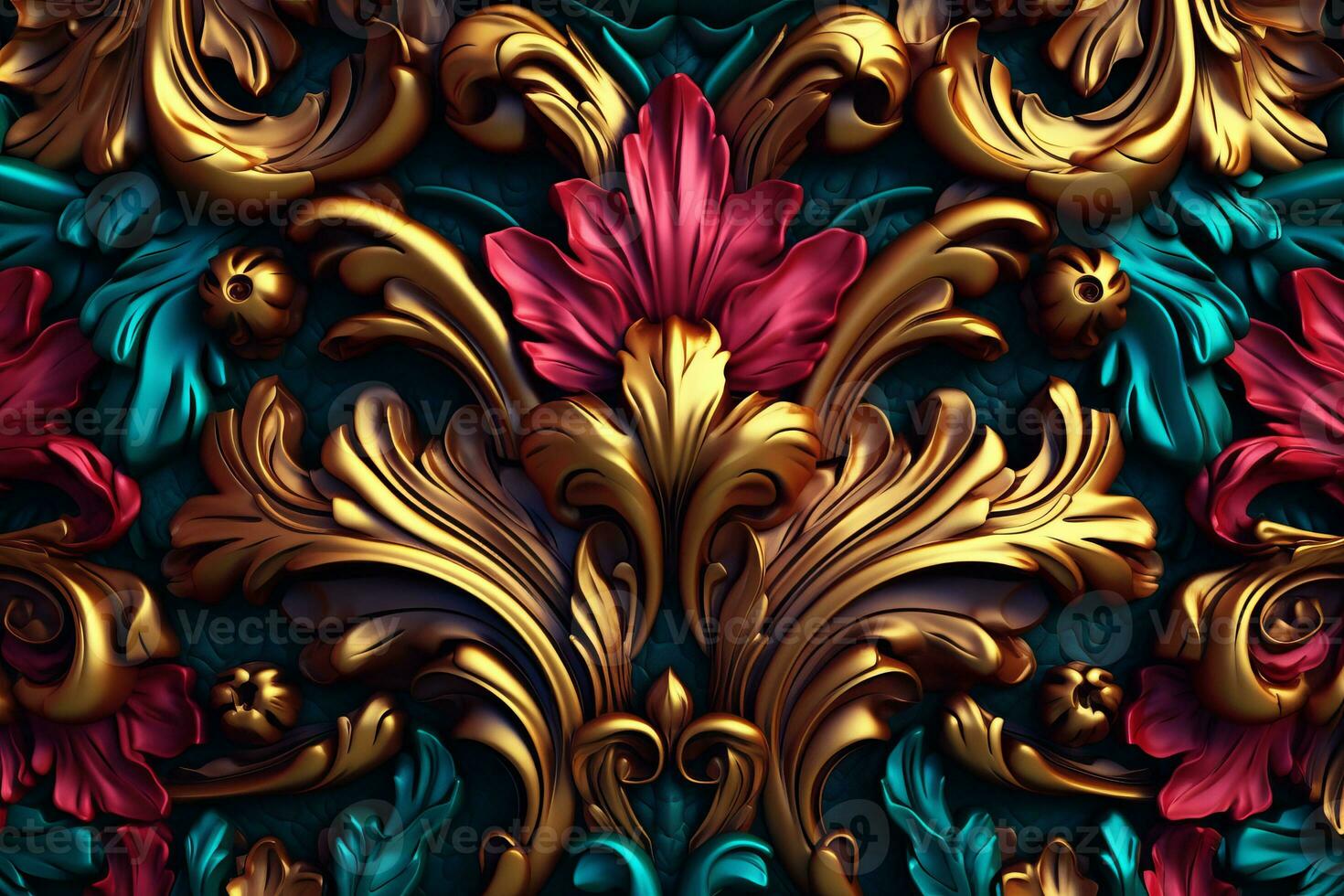 3D Render Intricate Baroque Unique Texture Background generative AI photo