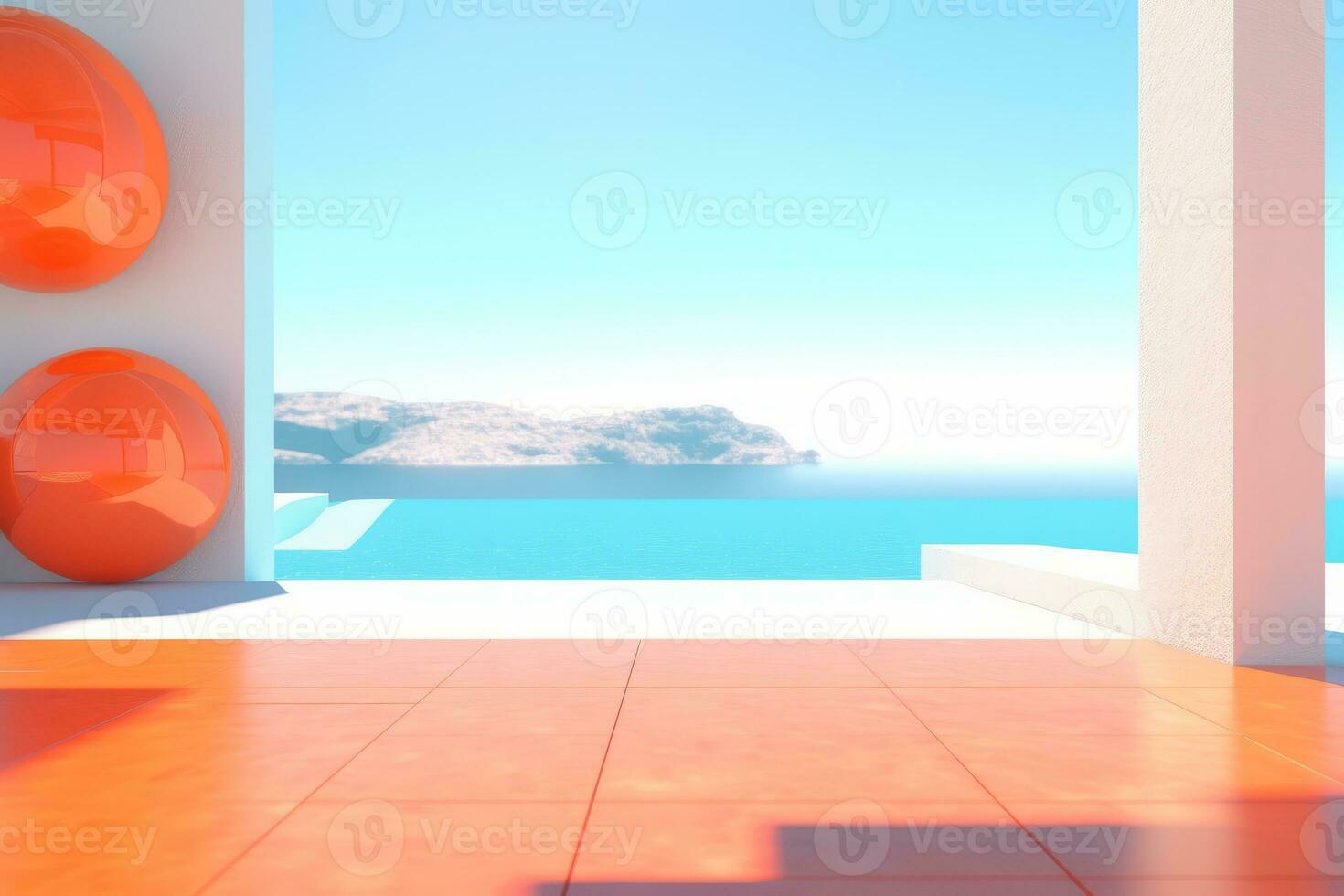 3D Render of a Futuristic Summer Beachscape generative AI photo