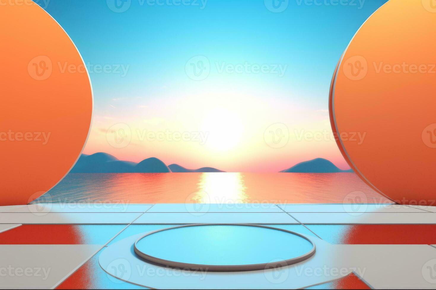 3D Render of a Futuristic Summer Beachscape generative AI photo