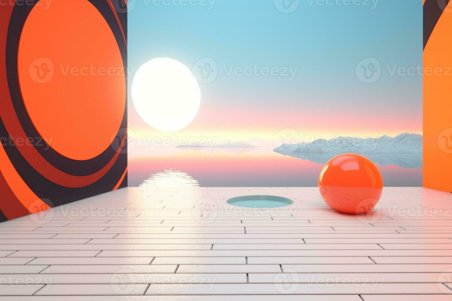 3D Render of a Futuristic Summer Beachscape generative AI photo