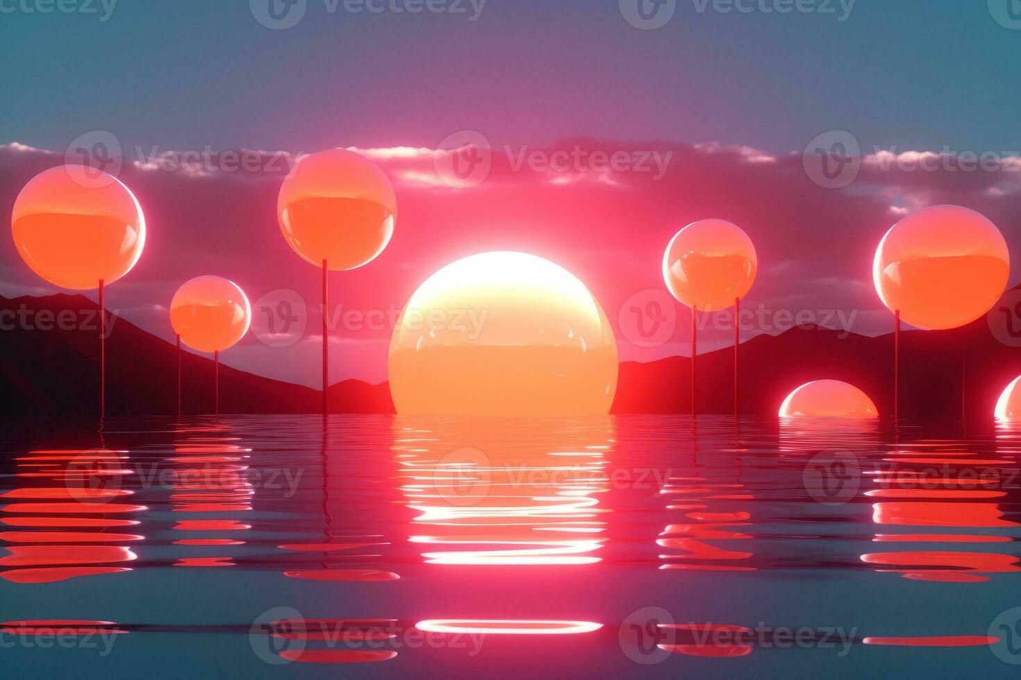 3D Render of a Futuristic Summer Beachscape generative AI photo