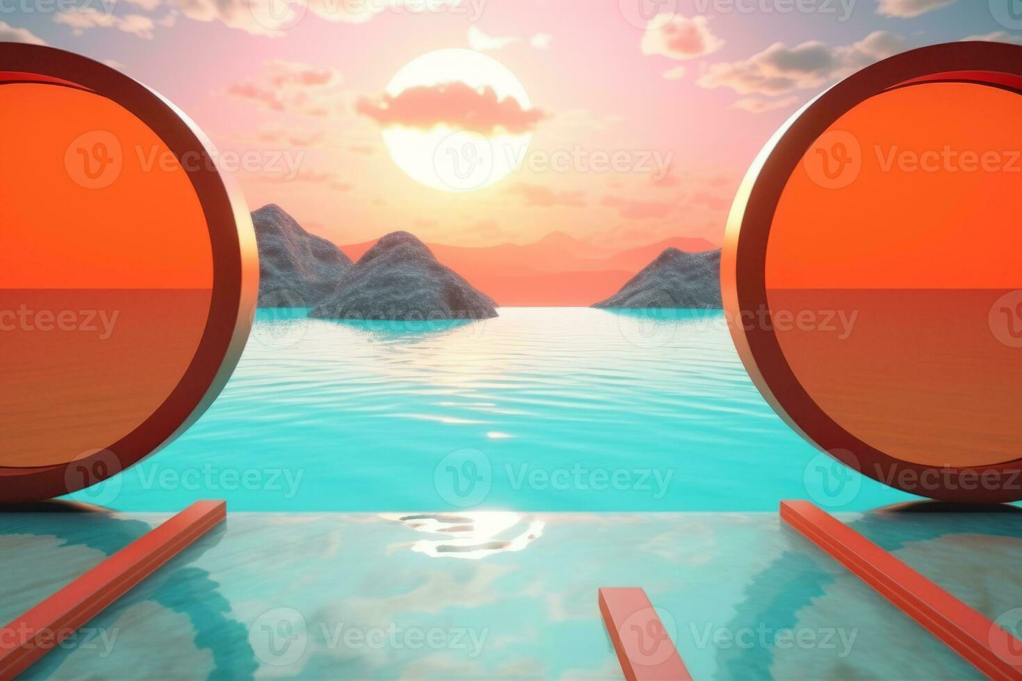 3D Render of a Futuristic Summer Beachscape generative AI photo