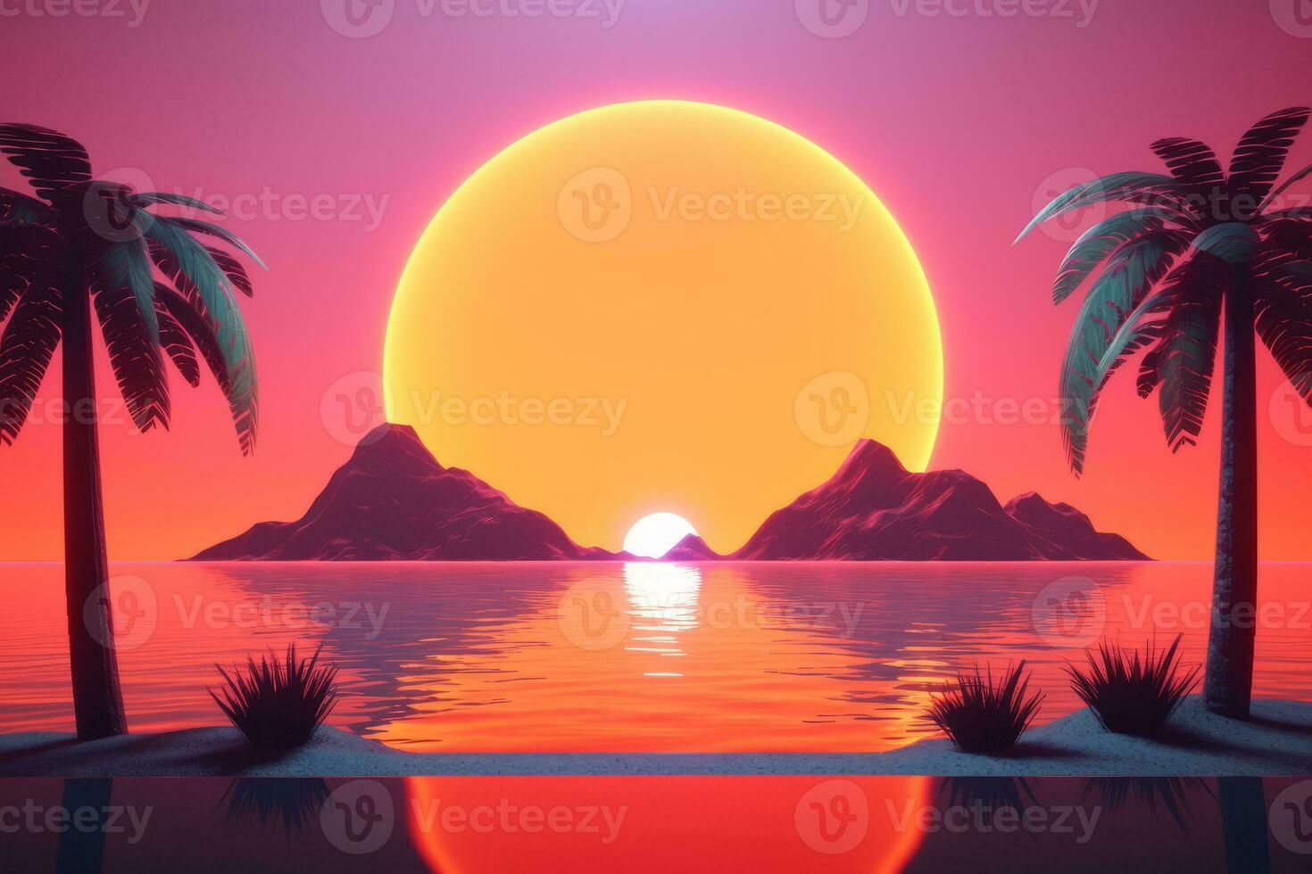 3D Render of a Futuristic Summer Beachscape generative AI photo