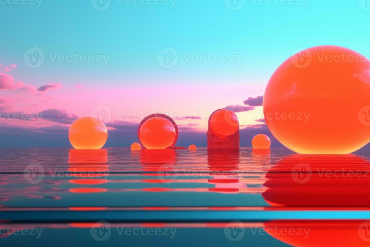 3D Render of a Futuristic Summer Beachscape generative AI photo