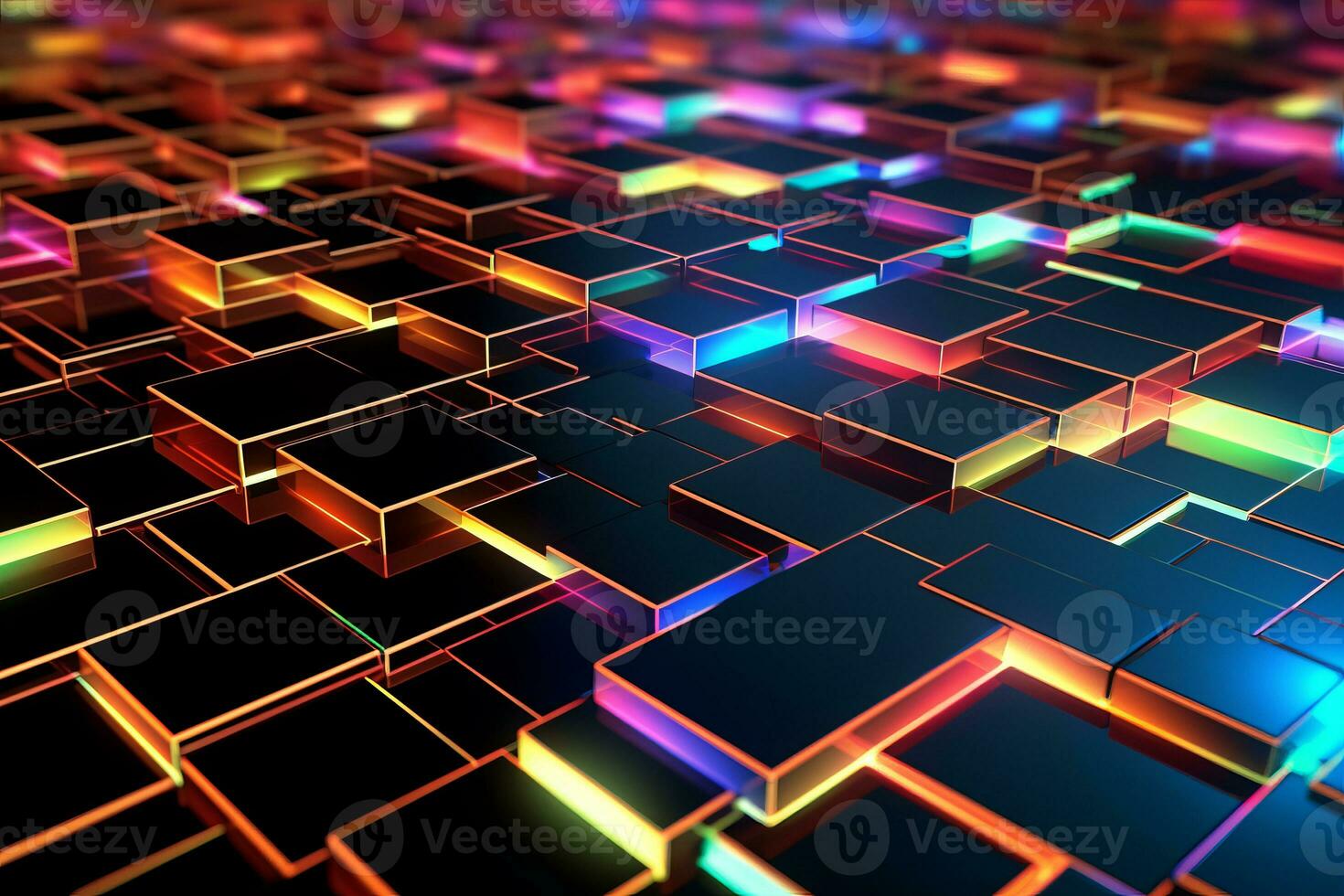 3D Render of a Glowing Cyber Texture Abstract Background generative AI photo