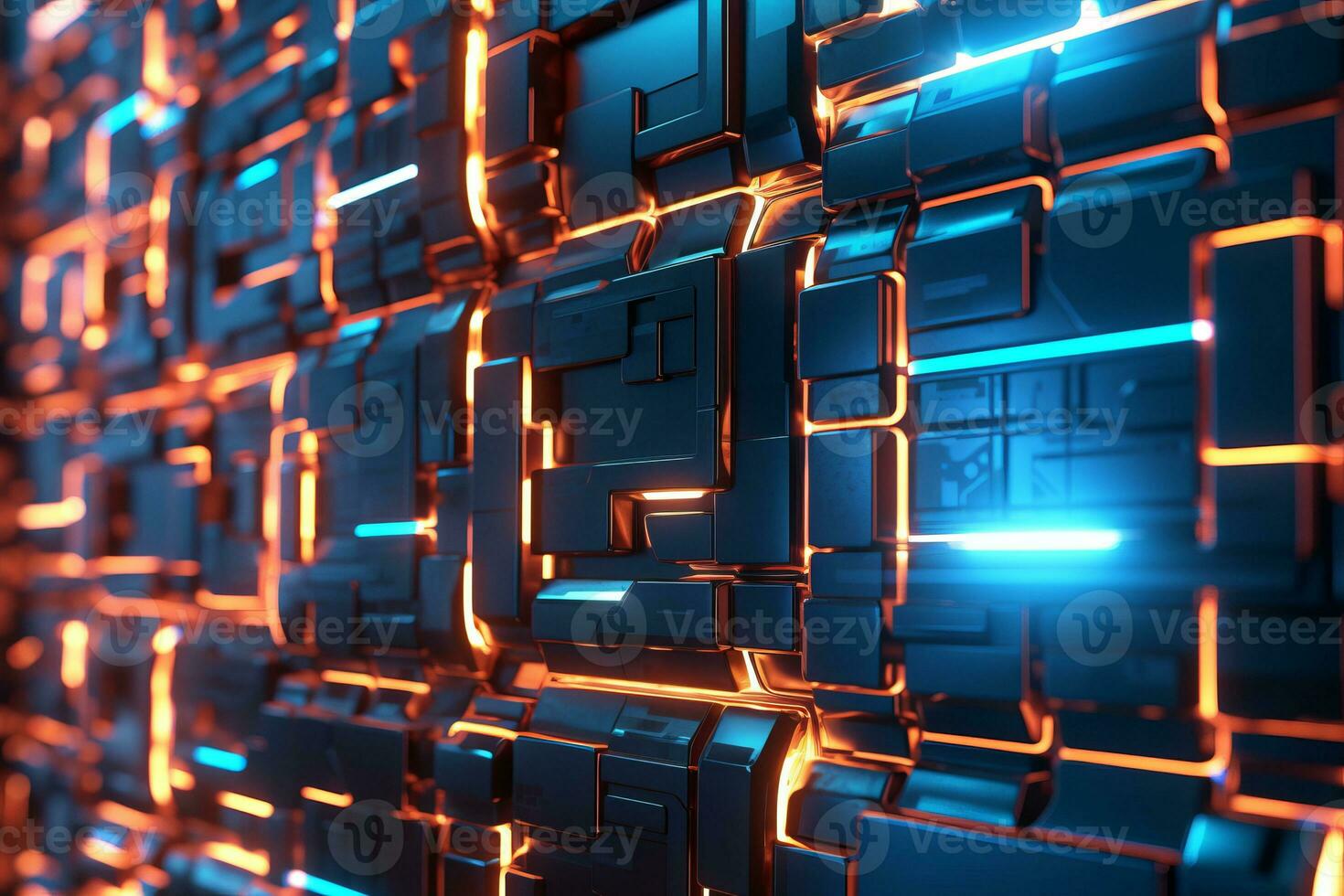 3D Render of a Glowing Cyber Texture Abstract Background generative AI photo