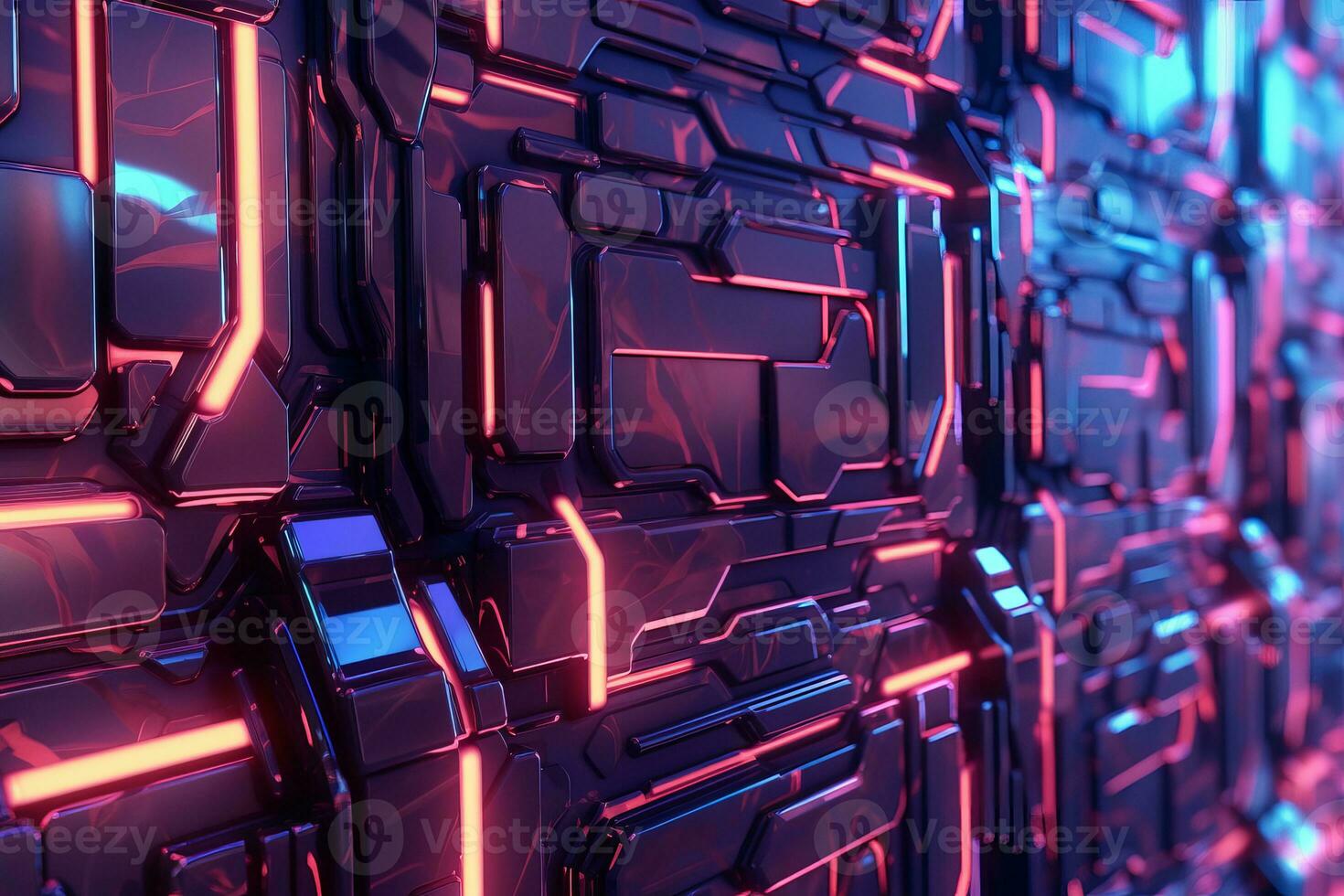 3D Render of a Glowing Cyber Texture Abstract Background generative AI photo
