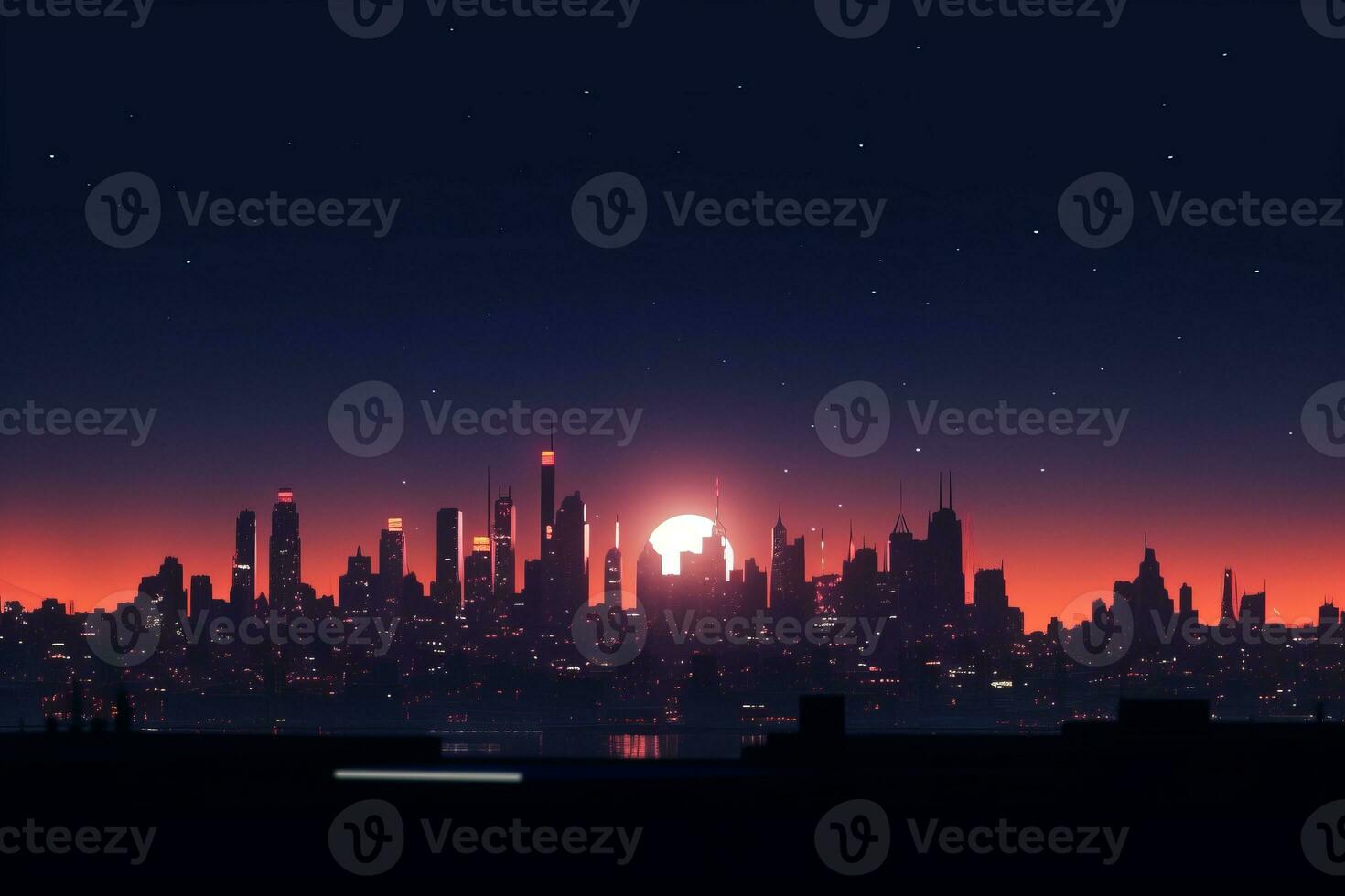 3D Render of a Neon Night Cityscape generative AI photo