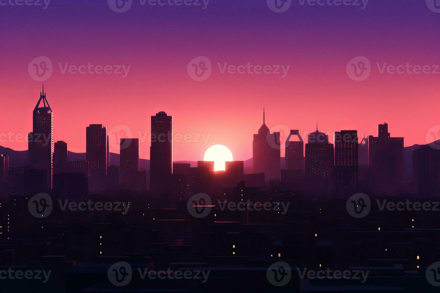 3D Render of a Neon Night Cityscape generative AI photo