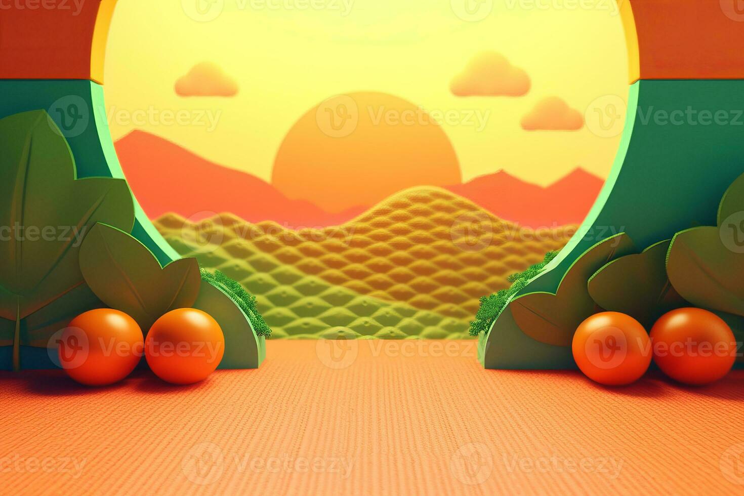 3D Render of a Retro Classic Summer Background generative AI photo