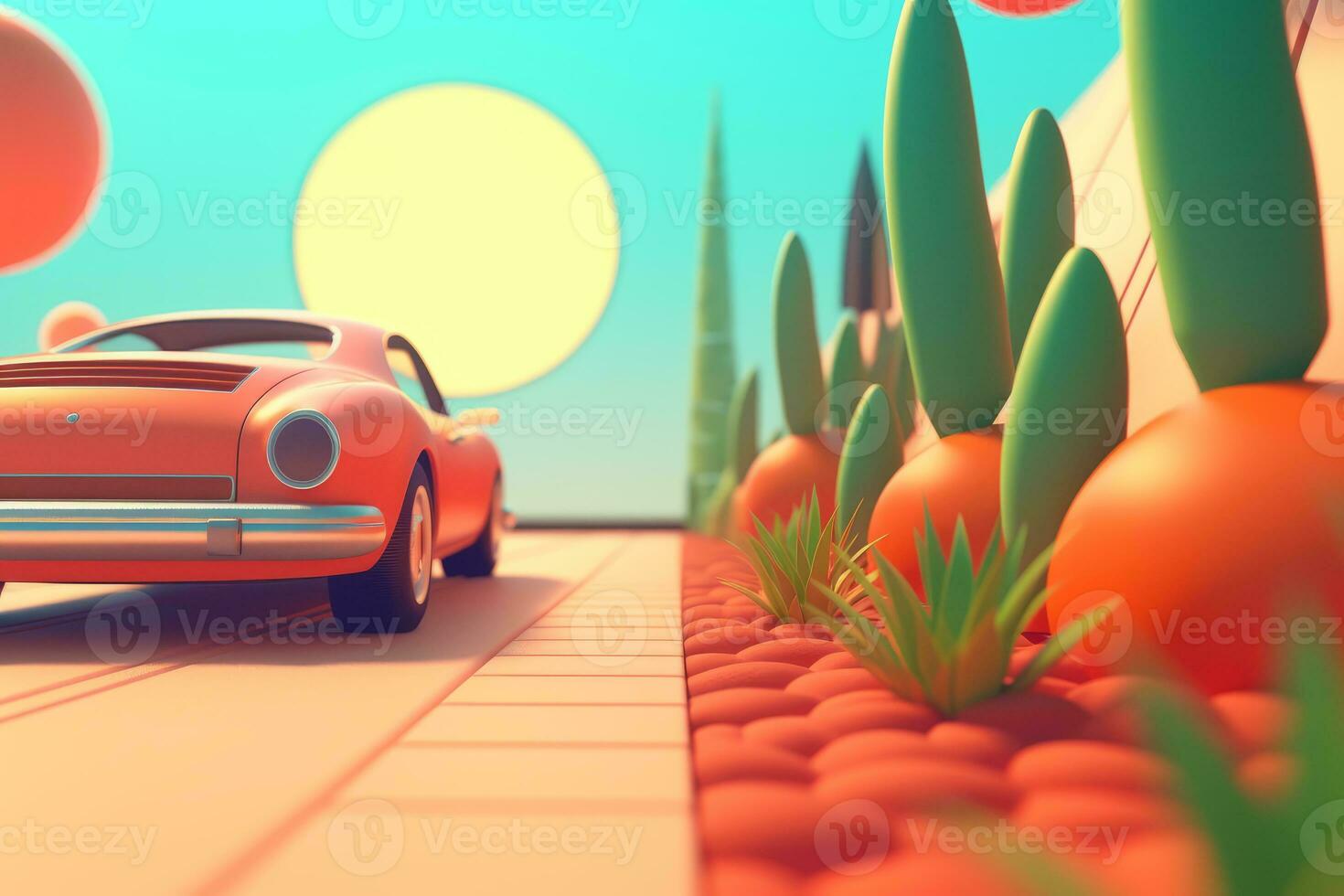3D Render of a Retro Classic Summer Background generative AI photo