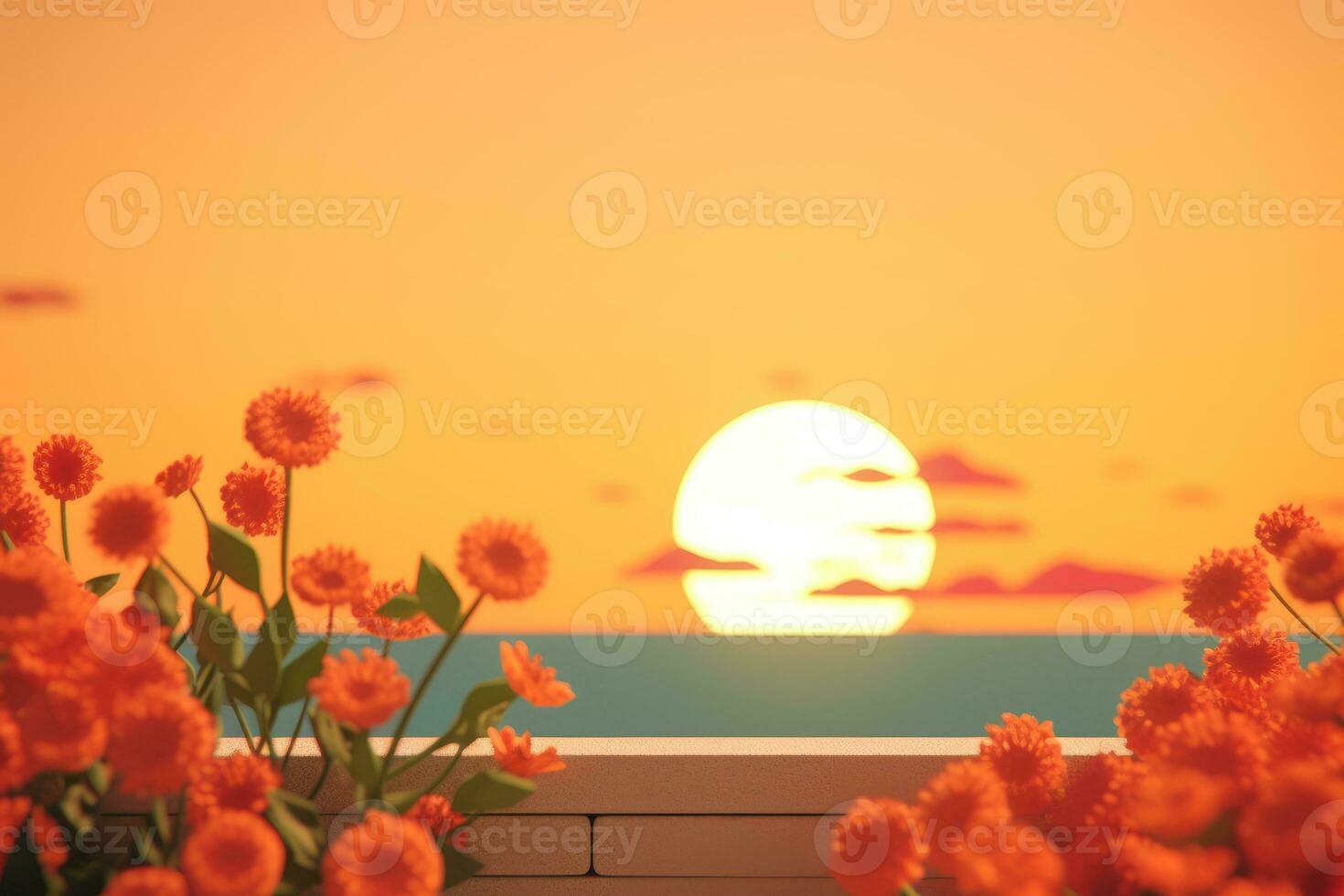 3D Render of a Retro Classic Summer Background generative AI photo
