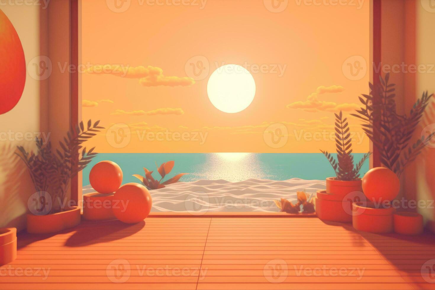 3D Render of a Retro Classic Summer Background generative AI photo
