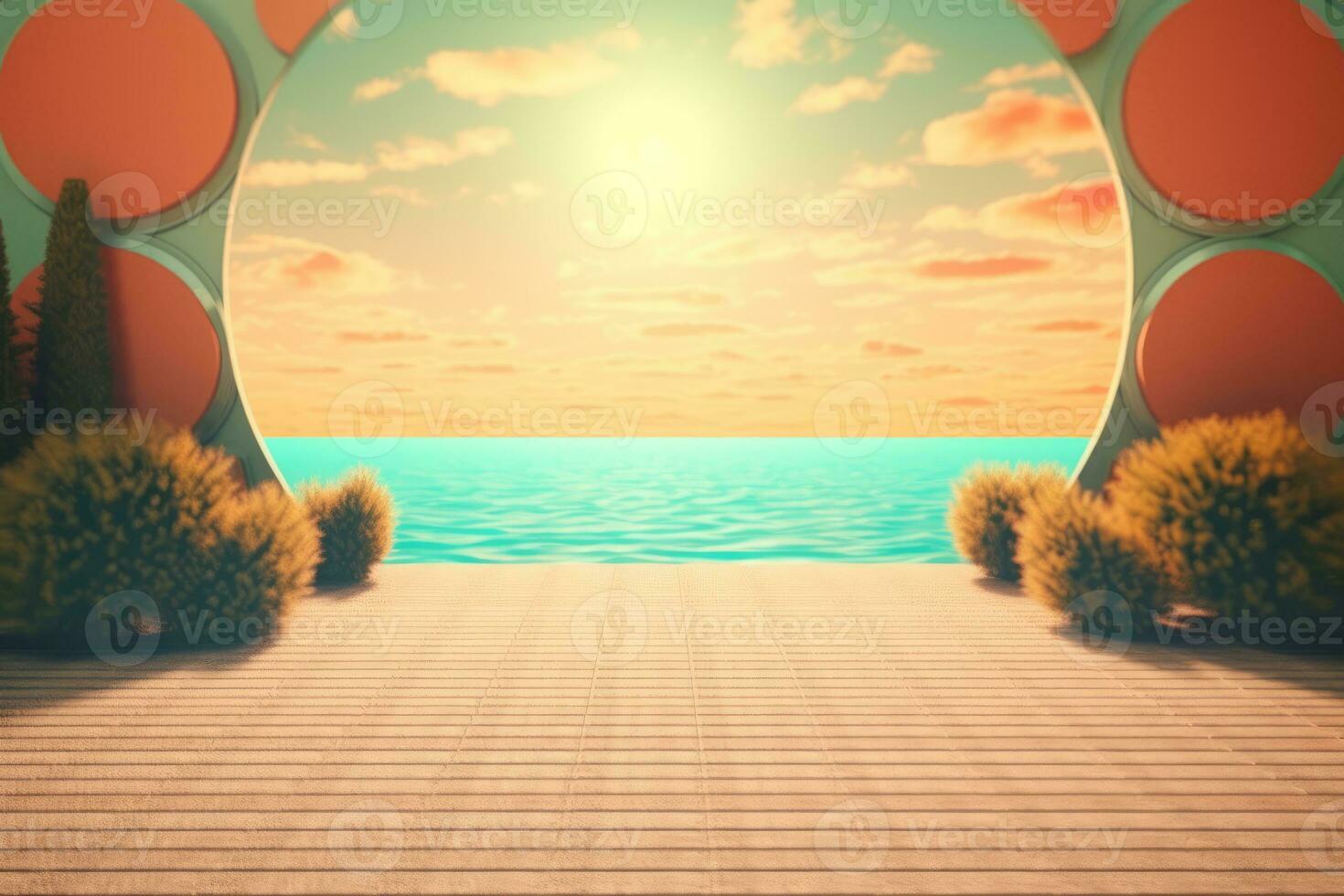 3D Render of a Retro Classic Summer Background generative AI photo