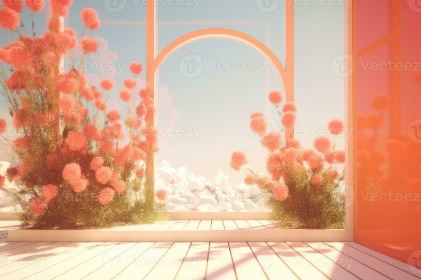3D Render of a Summer Themed Background Landscape generative AI photo