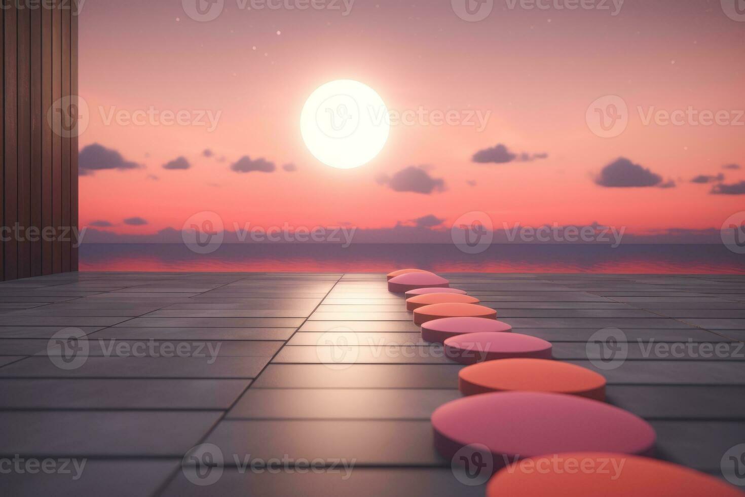 3D Render of a Twilight Summer Landscape Background generative AI photo