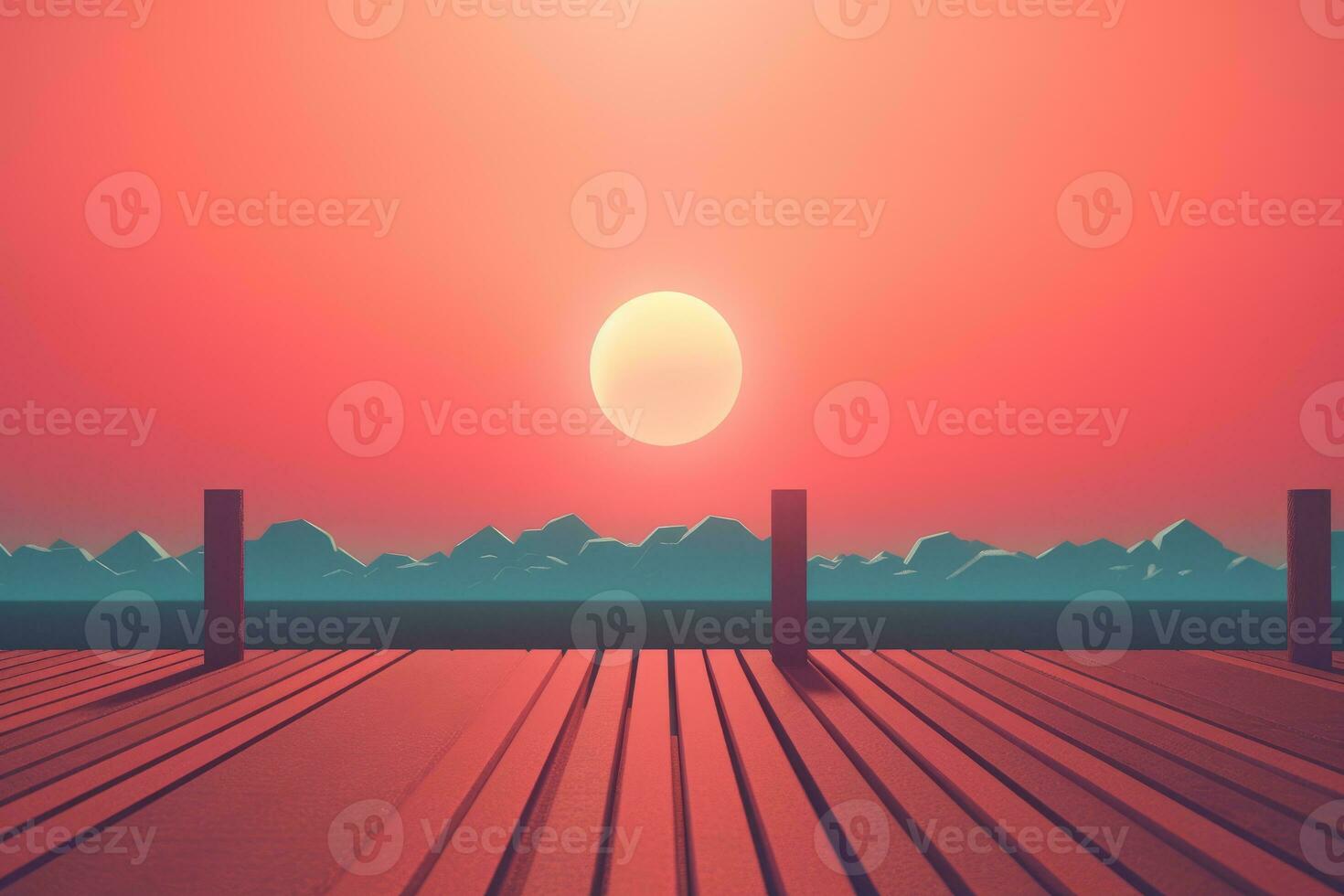 3D Render of a Twilight Summer Landscape Background generative AI photo