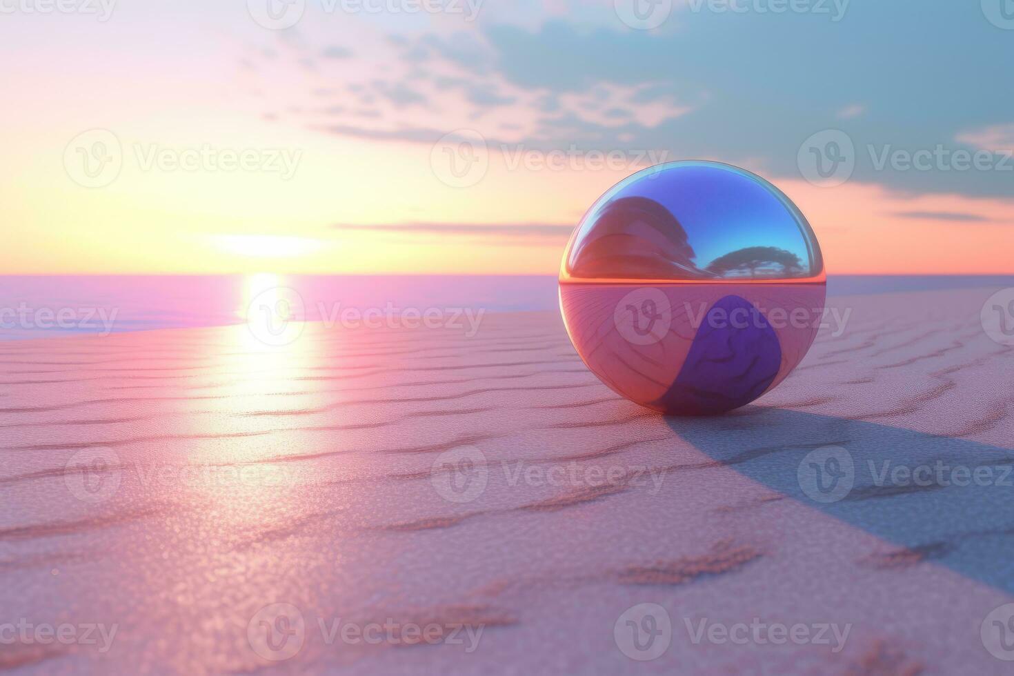3D Render of an Iridescent Summer Theme Background generative AI photo