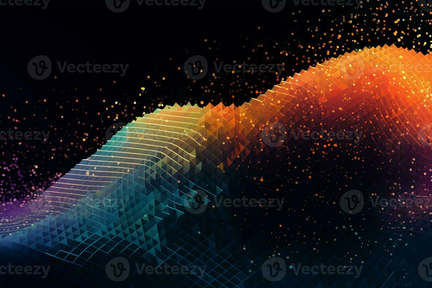 Abstract Wave Mesh Point Cloud Array Background Design generative AI photo