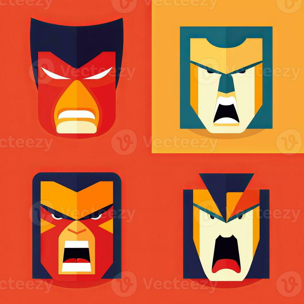 Angry Expression Minimalist Graphic Design generative AI photo