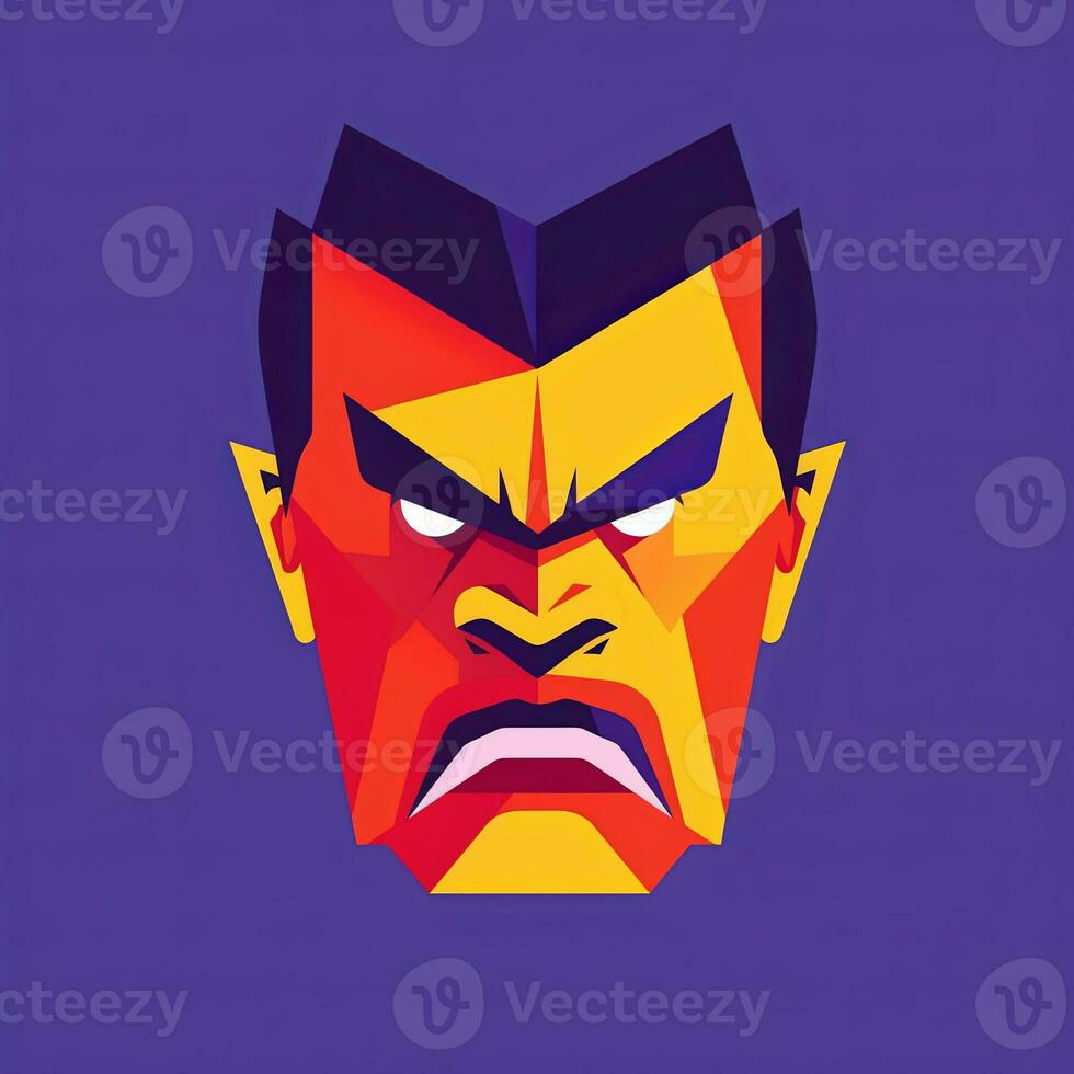 Angry Expression Minimalist Graphic Design generative AI photo