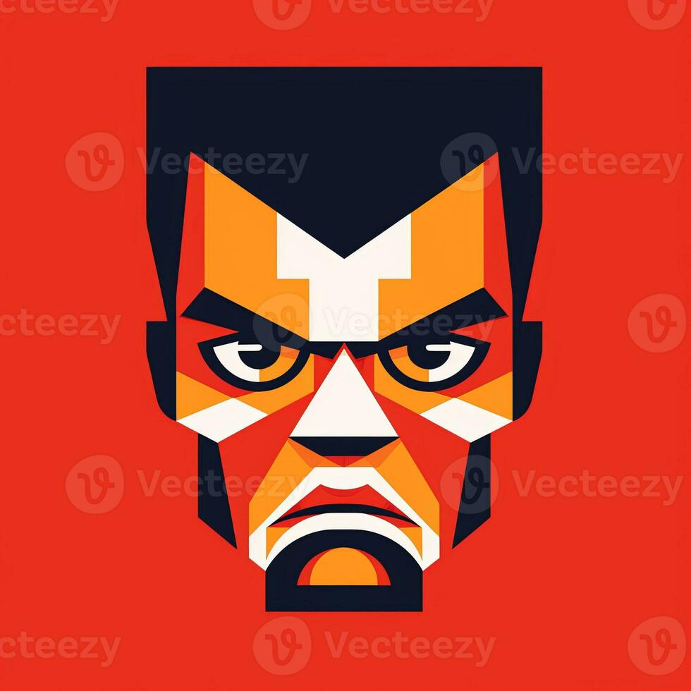 Angry Expression Minimalist Graphic Design generative AI photo