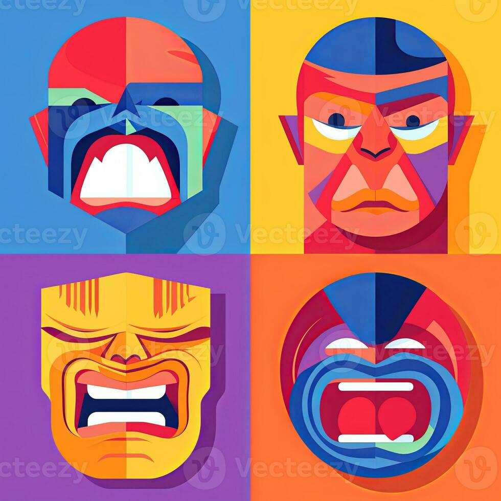 Angry Expression Minimalist Graphic Design generative AI photo