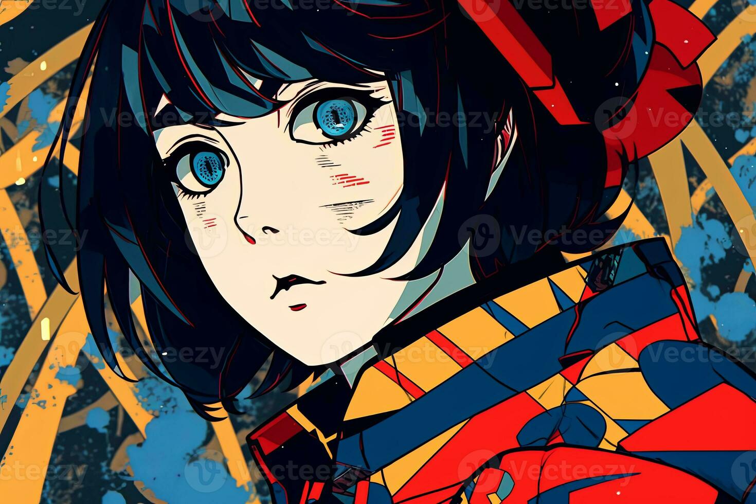 Anime Themed Retro Remixed Abstract Hybrid Background Design generative AI photo