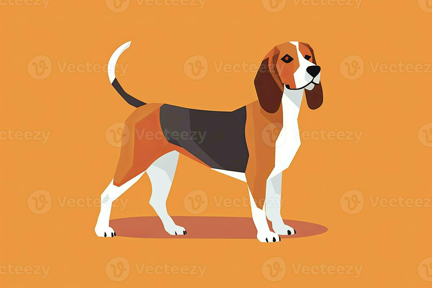 Beagle Dog Simple Graphic Illustration on an Orange Background generative AI photo