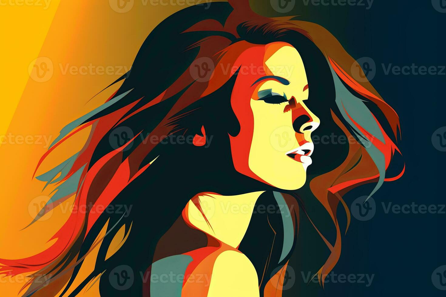 Bold Sleek Graphical Minimalist Female Profile Design generative AI photo