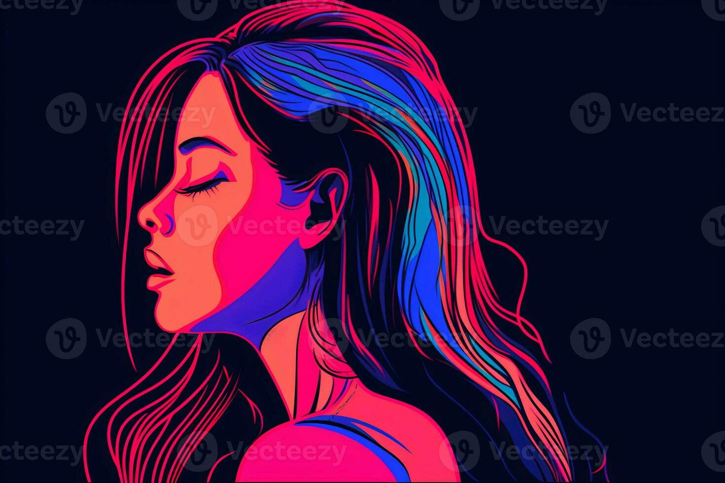 Bold Sleek Graphical Minimalist Female Profile Design generative AI photo