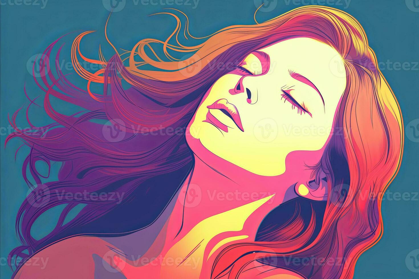 Bold Sleek Graphical Minimalist Female Profile Design generative AI photo