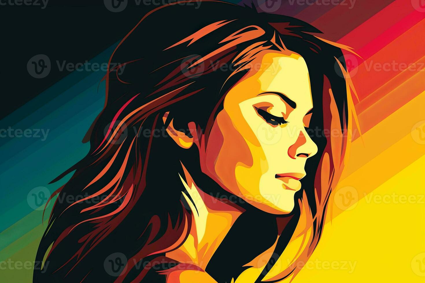 Bold Sleek Graphical Minimalist Female Profile Design generative AI photo