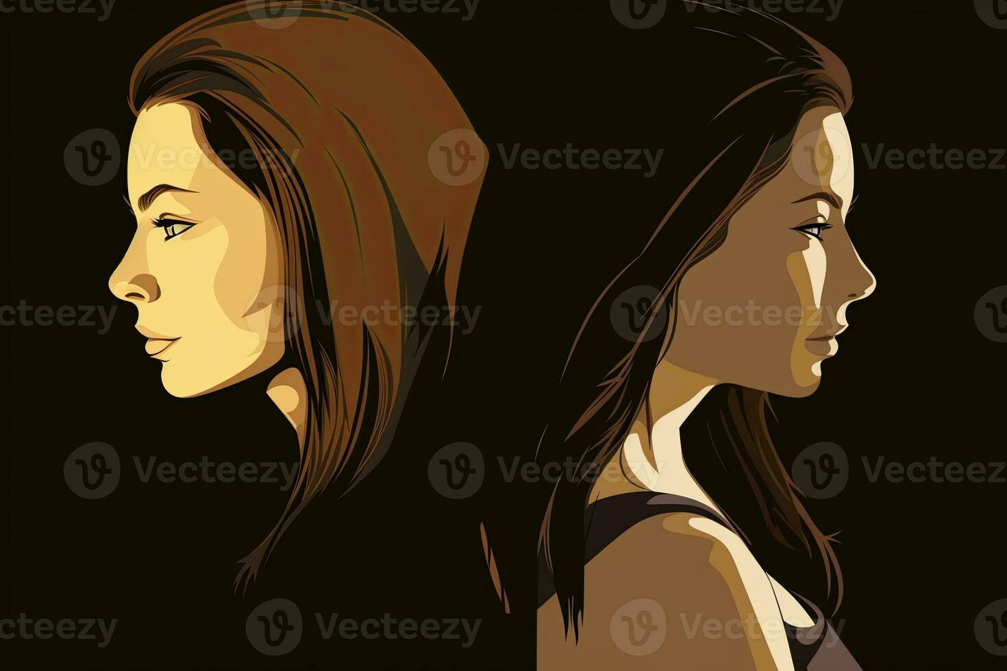 Bold Sleek Graphical Minimalist Female Profile Design generative AI photo