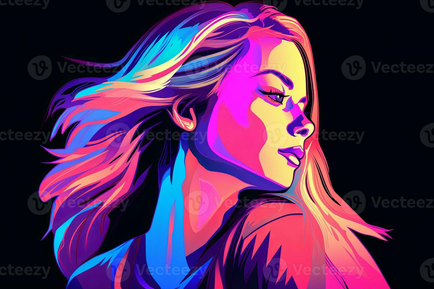 Bold Sleek Graphical Minimalist Female Profile Design generative AI photo