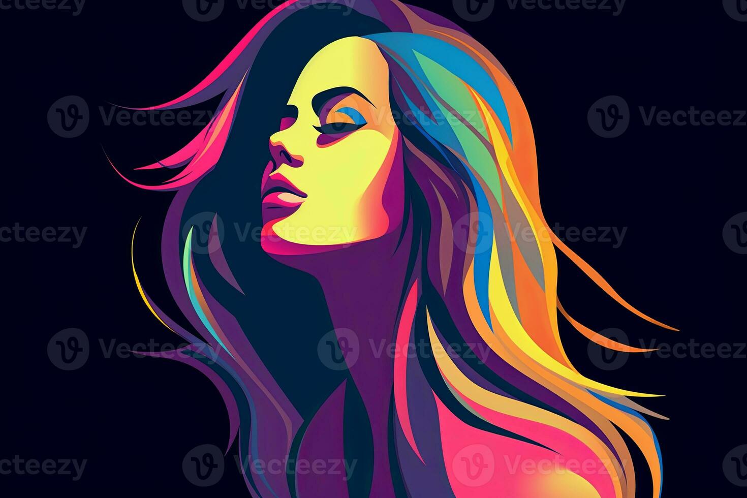 Bold Sleek Graphical Minimalist Female Profile Design generative AI photo