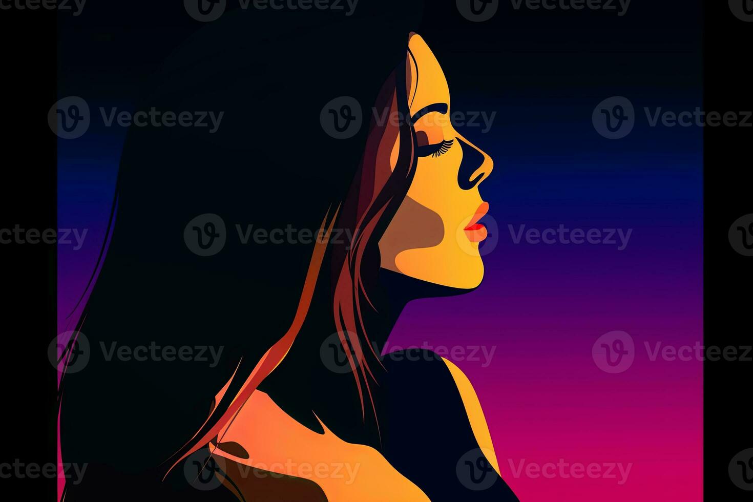 Bold Sleek Graphical Minimalist Female Profile Design generative AI photo