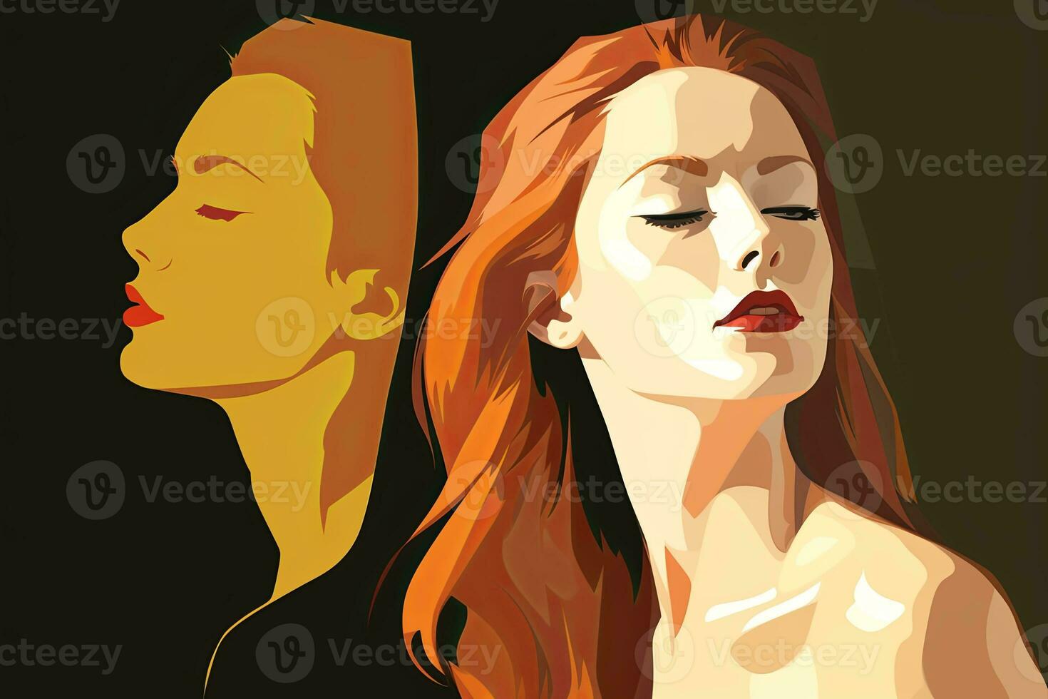 Bold Sleek Graphical Minimalist Female Profile Design generative AI photo