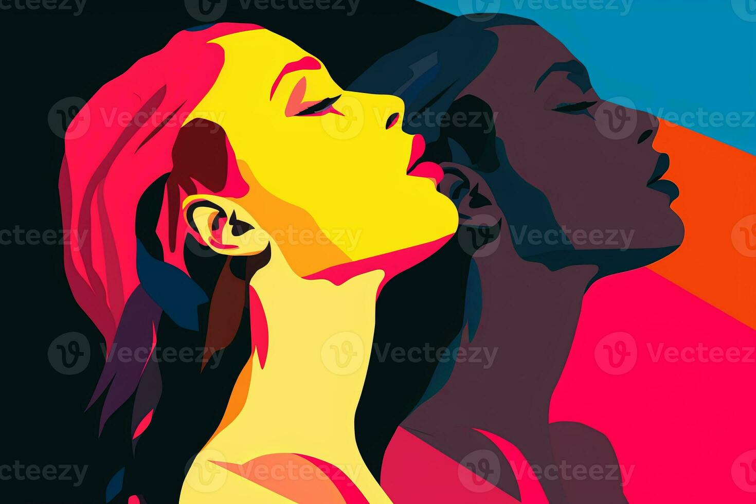 Bold Sleek Graphical Minimalist Female Profile Design generative AI photo
