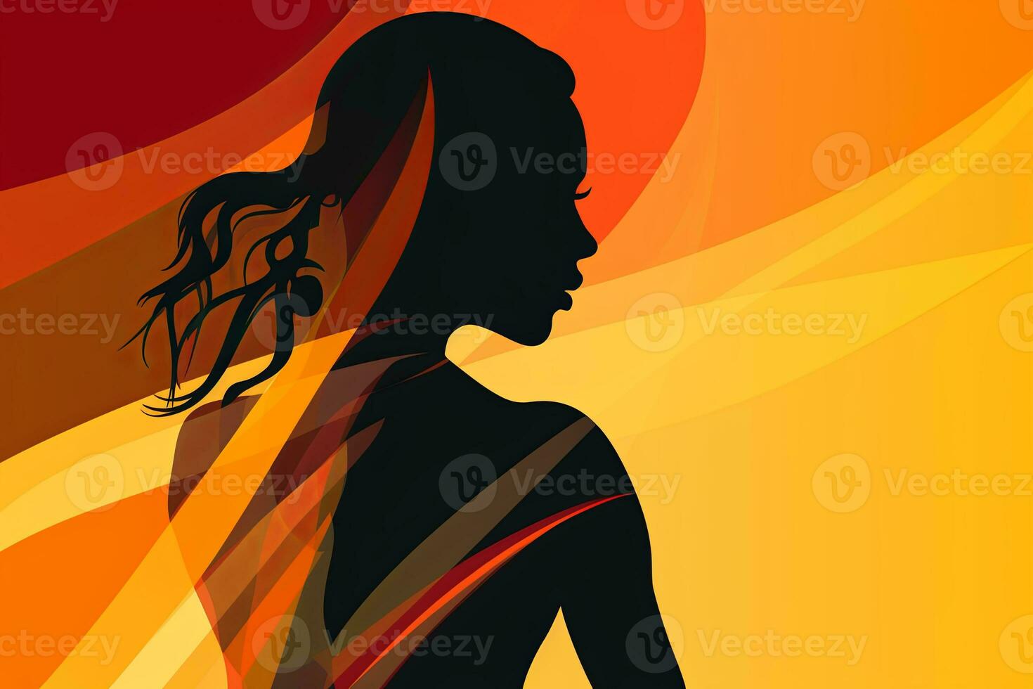 Bold Sleek Graphical Minimalist Female Profile Design generative AI photo